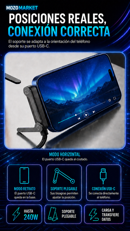FlexPower™ 240W | Cable USB-C con Soporte Integrado