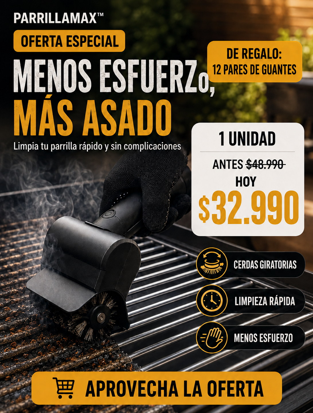 ParrillaMax™ + 12 pares de Guantes